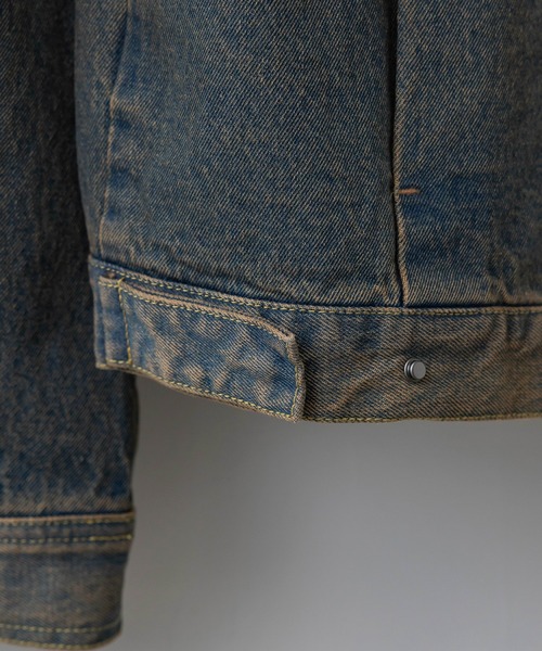 WYM LIDNM | VINTAGE WASHED DENIM ZIP MOTO JACKET - Buyee, an