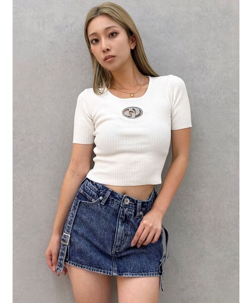★即日発送★ gyda GD bijou MOLDハーフスリーブニットトップス GD bijou MOLDハーフスリーブニットトップス（Tシャツ