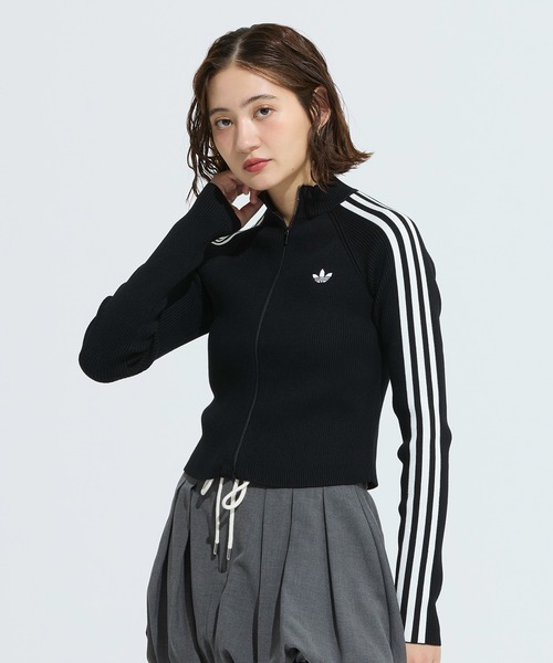 adidas アディダス フラッフィーニット カーディガン シャギー ニット adidas（アディダス）の「フラッフィー ニットカーディガン