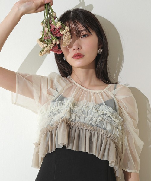 【Kana】M チュール ベスト シアー トップス ワンピース ドレス 結婚式 Kana】M チュール ベスト シアー トップス ワンピース ドレス 結婚式