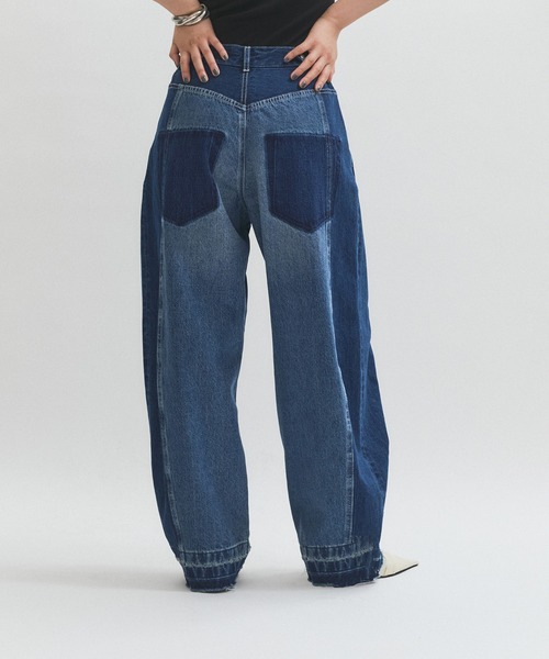 アダムエロペ（ADAM ET ROPE’）/【サステナブル】リメイクライクコントラストデニム ADAM ET ROPE' | 【サステナブル】リメイクライクコントラストデニム