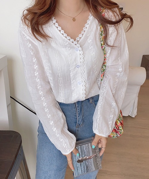 BIFROST | 花刺繍レースシャツ - Buyee, an Online Proxy