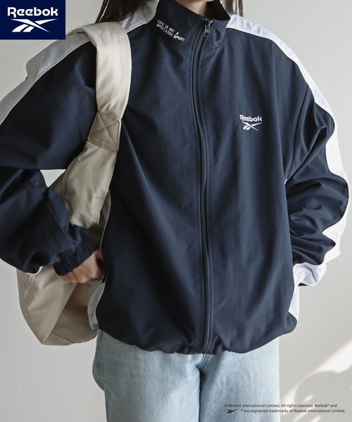 Reebok 別注スモールベクター刺繍裾ドロストナイロンジャケット couro Reebok/リーボック】 別注スモールベクター刺繍裾ドロストナイロン