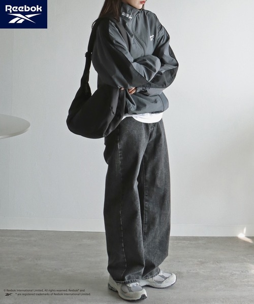 【美品】Reebok 別注スモールベクター刺繍裾ドロストナイロンジャケット ブルゾン ジャンバー 「Reebok/リーボック」 別注スモールベクター刺繍