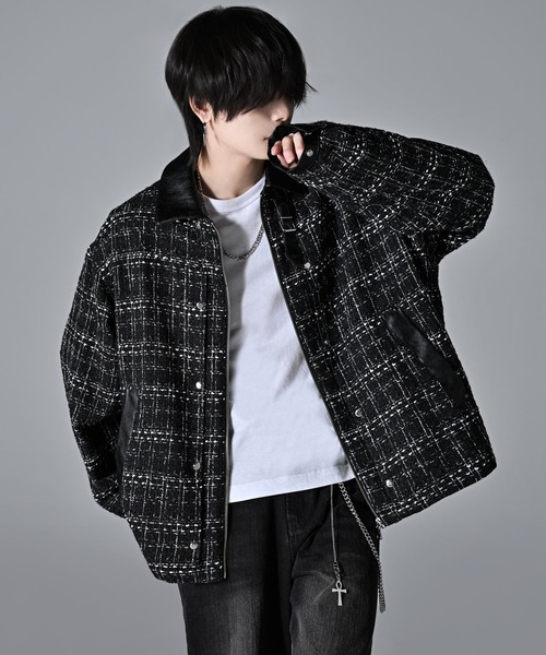 ADRER | Many buckle belt tweed blouson/メニーバックルベルト 