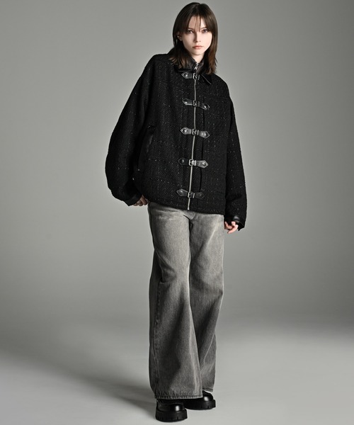ADRER | Many buckle belt tweed blouson/メニーバックルベルト