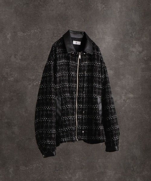 ADRER | Many buckle belt tweed blouson/メニーバックルベルト