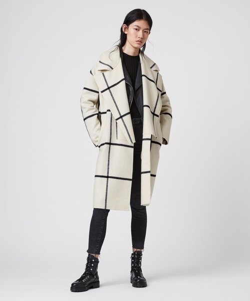 allsaints check coat