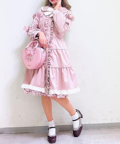 アクシーズファム　ポエティック　バイカラー　ワンピース　コート　axes AXES FEMME POETIQUE | バイカラーワンピースコート - Buyee, an