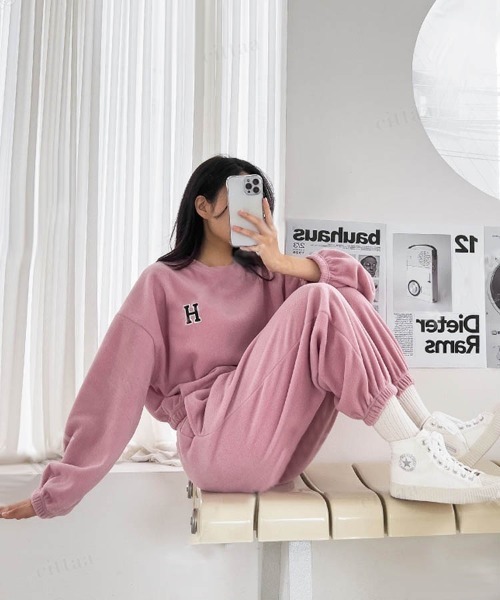 DALFWIN | 韓国ファッション アルファベット刺繍ロゴセットアップ