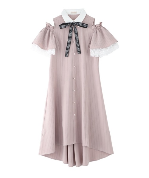 Axes Femme Poetique メッセージリボン肩開きワンピ Buyee日本代購服務 於zozotown購物 Bot Online