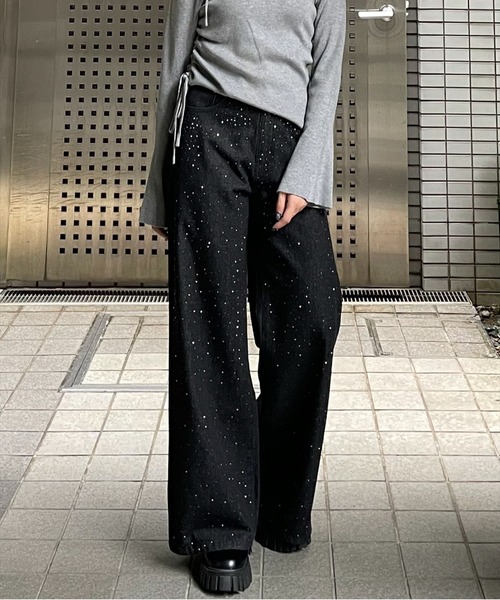 wee9s vintage like lace pants / レースパンツ 黒（relax satin