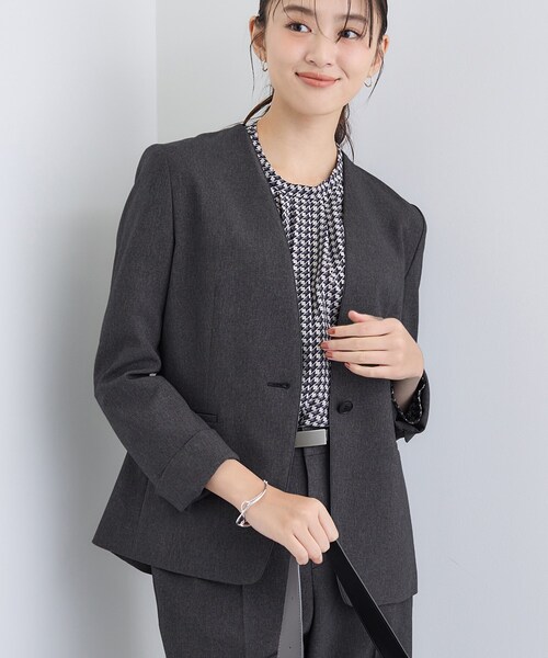 INDIVI | 【コットンペーパー素材】ニットジレカーディガン - Buyee