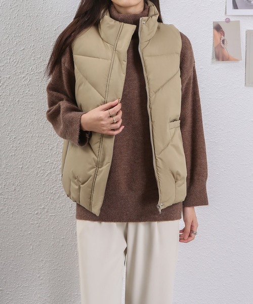 Diagramベージュダウンベスト ColorsダウンベストXS CURVED PUFFER VEST BEIGE