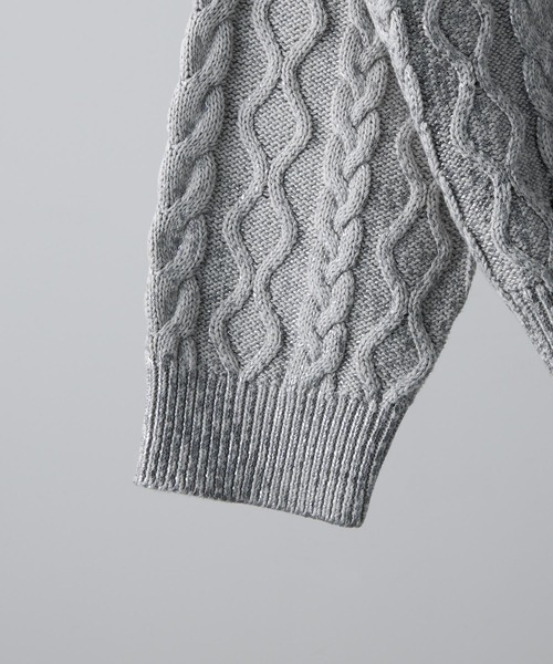 CLEL | 【CLEL】Foil Print Cable Crew Neck Knit / 箔プリント
