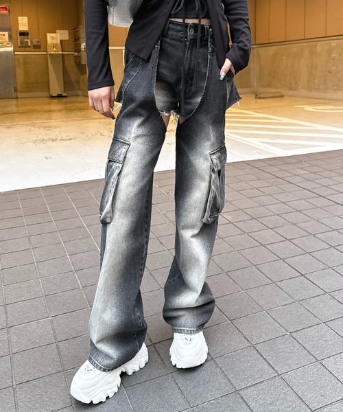 y*様 SPIRALGIRLスパイラルガール　2WAYカーゴオーバーダイデニム 2WAYカーゴオーバーダイデニム｜SPIRALGIRL スパイラルガール