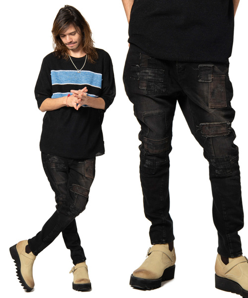 glamb パッチワーク UnpIugged rib denim 2