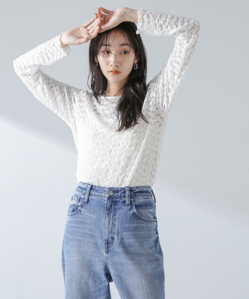 NANO UNIVERSE | フラワーシアーカットトップス - Buyee, an