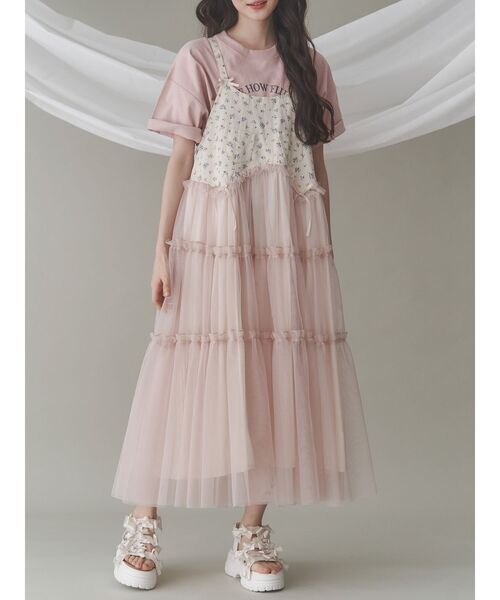 チュールコルセットミニワンピース メリージェニー ピンク チュール