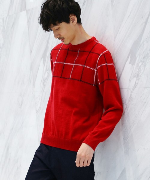 Takeo Kikuchi パネルチェックニット メンズ ニット チェック ウールマーク Buyee 通販代理購入サービス Zozotownでお買い物