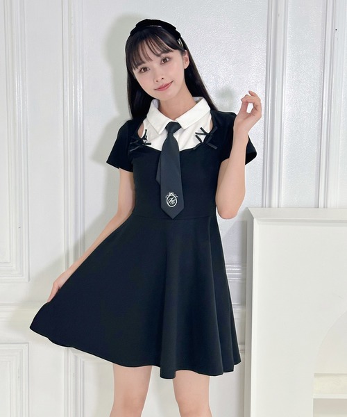 Honey Cinnamon ビスチェ ワンピース ハニシナ サックス スクエアネックジャガードワンピース – BUNNY APARTMENT