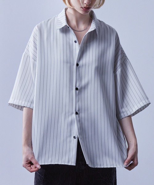 【EDDEN ELLEN】ドレープルーズシャツ M Loose⁄ルース ドレープトロミ ルーズシャツ M チャコールグレー LOOSE