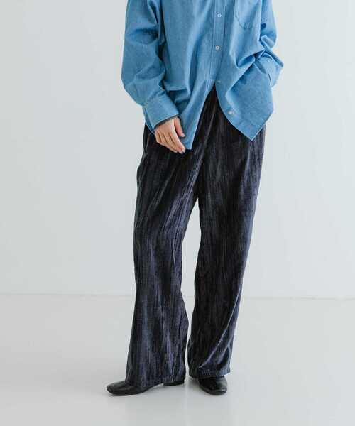 【GRANCY】ボタンレイヤードデザインナイロンパンツ L GRANCY】Button Layered Design Nylon Pants / ボタンレイヤード