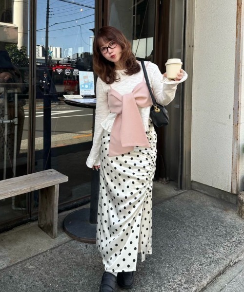 LOIN NUIT | line stone ribbon shirt / ラインストーンリボンシャツ