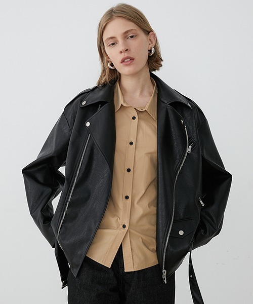 FANO STUDIOS | 【Fano Studios】Oversized PU leather riders jacket 