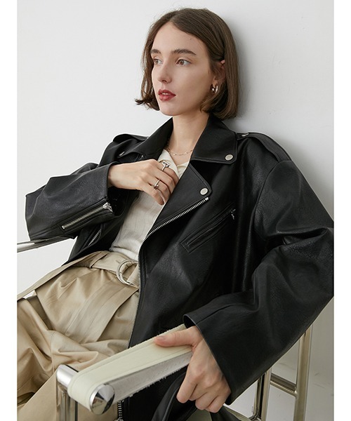 FANO STUDIOS | 【Fano Studios】Oversized PU leather riders jacket 