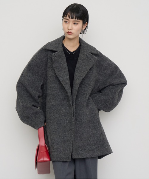 【NOGLE/ノグル】ウールモヘアシャギーミドルオーバーコート NOGLE | 【NOGLE/ノグル】ウールモヘアシャギーミドルオーバー
