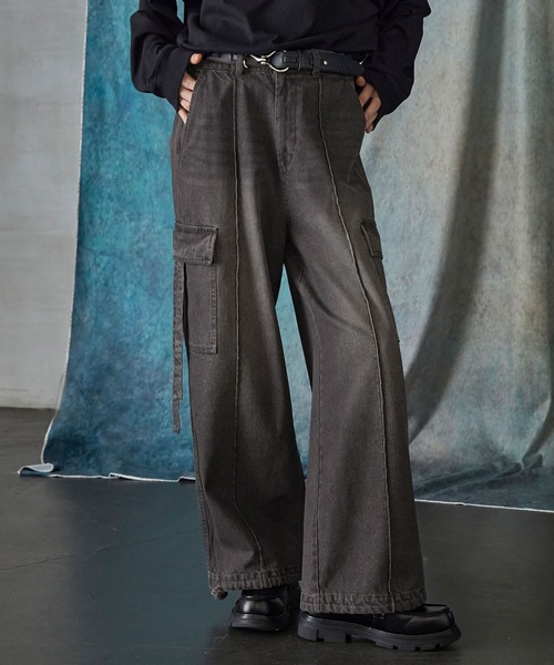 GRANCY シャーリングダメージデザインコットンパンツ グレー S GRANCY