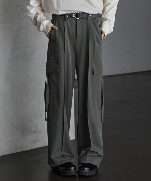 SERACE | 【SERACE】Loose drape/denim wide slacks cargo pants