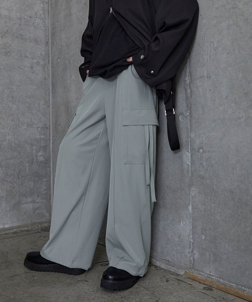 SERACE | 【SERACE】Loose drape/denim wide slacks cargo pants