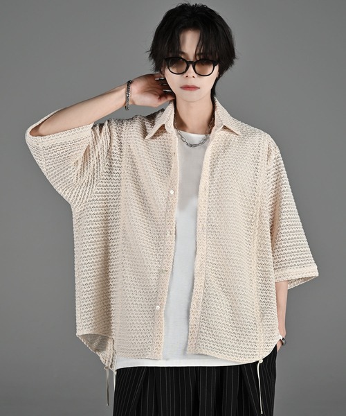 シャツ アシンメトリー ルーズ オーバーシルエット ADRER シャツ 25ss loose silhouette lace/sheer shirt / 25SS