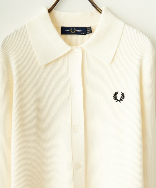 FRED PERRY 別注 ワンポイントロゴ刺繍 リブニットポロシャツ FRED PERRY/フレッドペリー] 別注 ワンポイントロゴ刺繍 リブニット