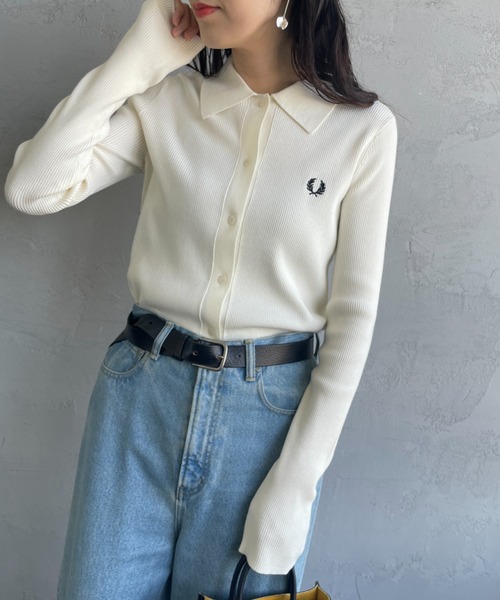 フレッドペリー　ワンポイントロゴ刺繍リブニットポロシャツ FRED PERRY/フレッドペリー] 別注 ワンポイントロゴ刺繍