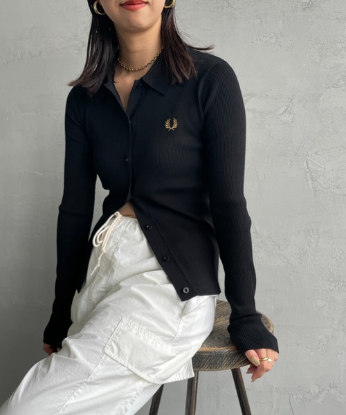 FRED PERRY 別注 ワンポイントロゴ刺繍 リブニットポロシャツ FRED PERRY | [FRED PERRY/フレッドペリー] 別注 ワンポイントロゴ刺繍