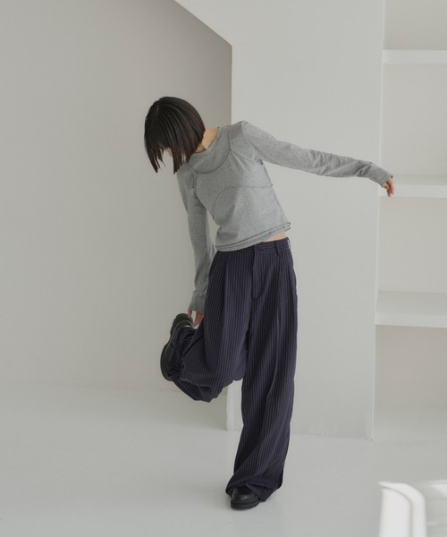 HAEK | stripe wide pants/ストライプワイドパンツ - Buyee, an