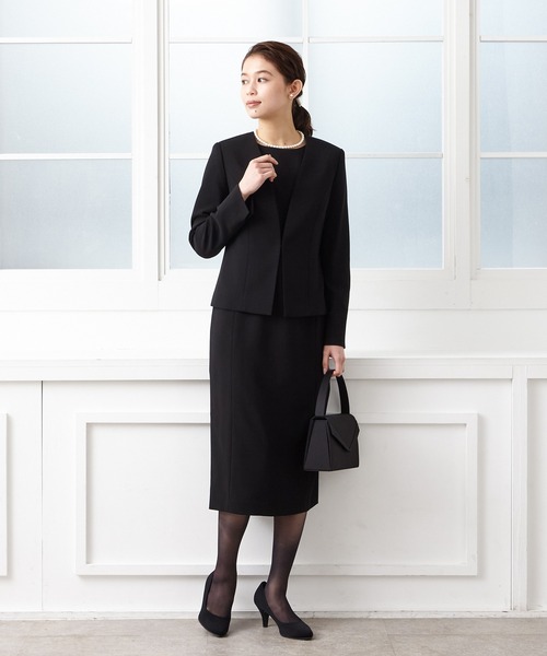 AIMER | 【喪服・礼服・WEB限定】Vネックノーカラージャケット・タイト 