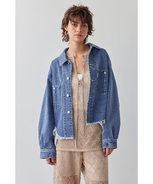 ○ALEXIA STAM○ Fringe Hem Denim Jacket ALEXIA STAM | Fringe Hem Denim Jacket /ダメージデニム