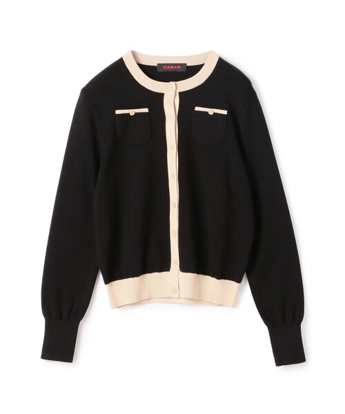 CABAN | CABaN コットンカシミヤ バイカラークルーネックカーディガン 