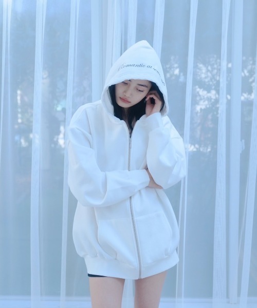 smyeon レース付きフーディー Oversize lace zip hoodie /レース付きオーバーサイズジップ