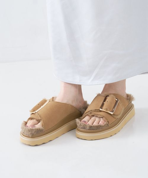 MOHI | 【MOHI/モヒ】ファーサンダル シングルベルト - Buyee, an