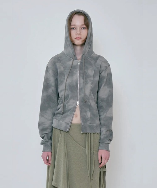 トップス viavanda DOUBLE ZIP KNIT HOODIE DOUBLE ZIP KNIT HOODIE / GRAY – VIAVANDA
