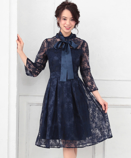 Primazel リボンタイ付き七分袖レースフレアタックワンピース 結婚式パーティードレス Buyee An Online Proxy Shopping Service Shop At Zozotown Bot Online