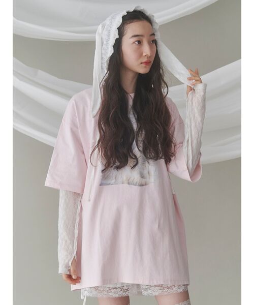 merry jenny　rabbitレースフードトップス rabbitレースフードトップス（Tシャツ/カットソー）｜merry