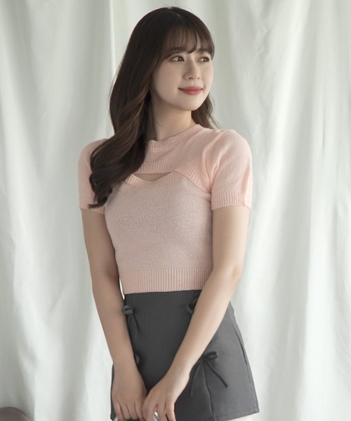 トップス jasmine JASMINE GRANDIFLORUM | 【Jasmine】胸あきデザイン半袖トップス