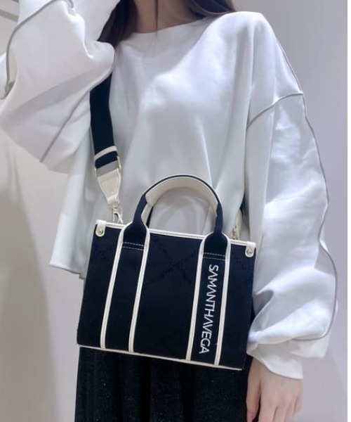 SAMANTHAVEGA バイカラージュエルリボンハンドバッグ サマンサベガ