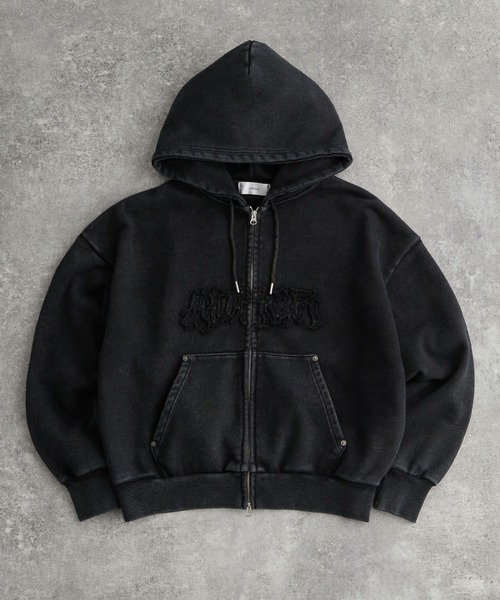 ADRER | heavy weight logo semi short vintage double zip parker